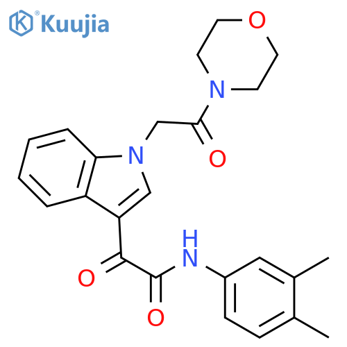 N-(3,4-dimethylphenyl)-2-{1-2-(morpholin-4-yl)-2-oxoethyl-1H-indol-3-yl}-2-oxoacetamide structure