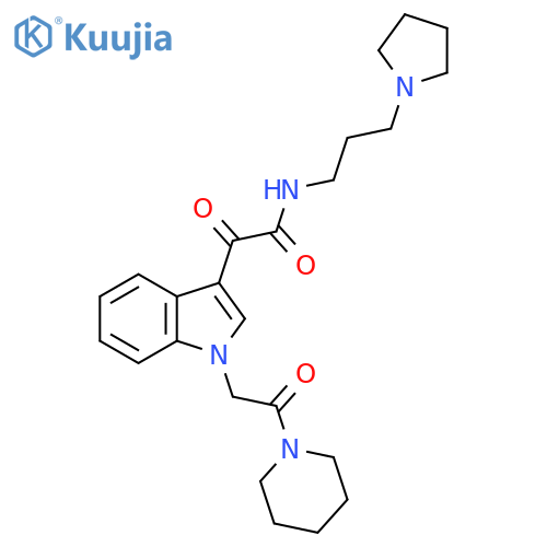 2-oxo-2-{1-2-oxo-2-(piperidin-1-yl)ethyl-1H-indol-3-yl}-N-3-(pyrrolidin-1-yl)propylacetamide structure