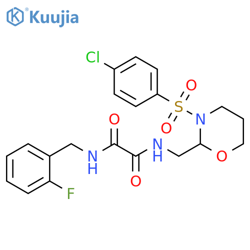 N-{3-(4-chlorobenzenesulfonyl)-1,3-oxazinan-2-ylmethyl}-N'-(2-fluorophenyl)methylethanediamide structure