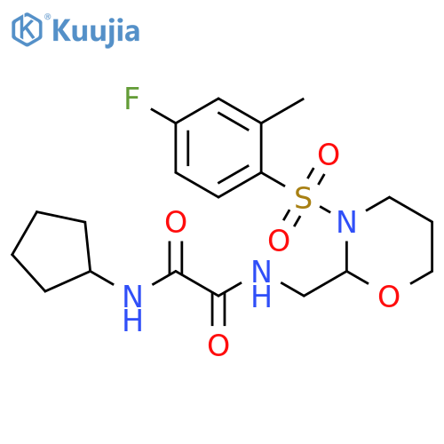 N-cyclopentyl-N'-{3-(4-fluoro-2-methylbenzenesulfonyl)-1,3-oxazinan-2-ylmethyl}ethanediamide structure