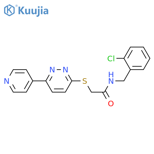 N-(2-chlorophenyl)methyl-2-{6-(pyridin-4-yl)pyridazin-3-ylsulfanyl}acetamide structure