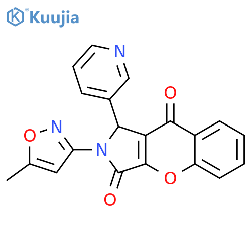 2-(5-methyl-1,2-oxazol-3-yl)-1-(pyridin-3-yl)-1H,2H,3H,9H-chromeno2,3-cpyrrole-3,9-dione structure