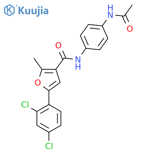 5-(2,4-dichlorophenyl)-N-(4-acetamidophenyl)-2-methylfuran-3-carboxamide structure