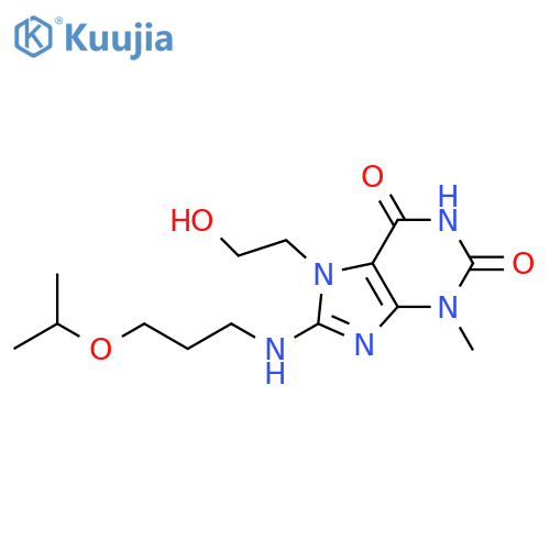 7-(2-hydroxyethyl)-3-methyl-8-{3-(propan-2-yloxy)propylamino}-2,3,6,7-tetrahydro-1H-purine-2,6-dione structure