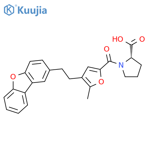 L-Proline, 1-[[4-[2-(2-dibenzofuranyl)ethyl]-5-methyl-2-furanyl]carbonyl]- structure