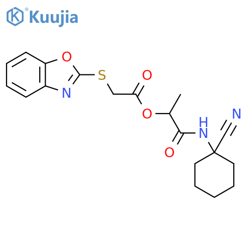 1-[(1-Cyanocyclohexyl)carbamoyl]ethyl 2-(1,3-benzoxazol-2-ylsulfanyl)acetate structure