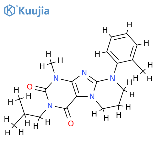 1-methyl-9-(2-methylphenyl)-3-(2-methylpropyl)-1H,2H,3H,4H,6H,7H,8H,9H-pyrimido1,2-gpurine-2,4-dione structure