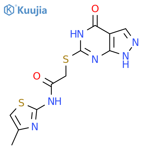 N-(4-methyl-1,3-thiazol-2-yl)-2-({4-oxo-1H,4H,5H-pyrazolo3,4-dpyrimidin-6-yl}sulfanyl)acetamide structure