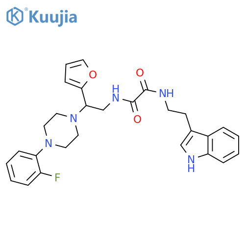 N'-{2-4-(2-fluorophenyl)piperazin-1-yl-2-(furan-2-yl)ethyl}-N-2-(1H-indol-3-yl)ethylethanediamide structure