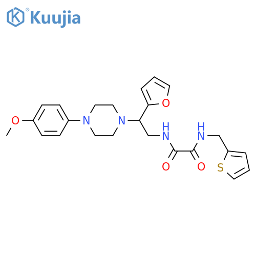 N'-2-(furan-2-yl)-2-4-(4-methoxyphenyl)piperazin-1-ylethyl-N-(thiophen-2-yl)methylethanediamide structure