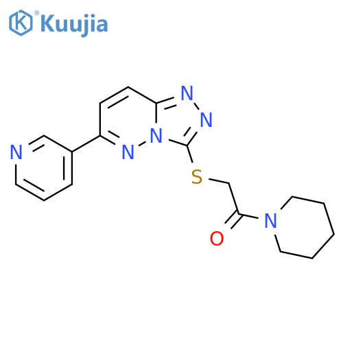 1-(piperidin-1-yl)-2-{6-(pyridin-3-yl)-1,2,4triazolo4,3-bpyridazin-3-ylsulfanyl}ethan-1-one structure