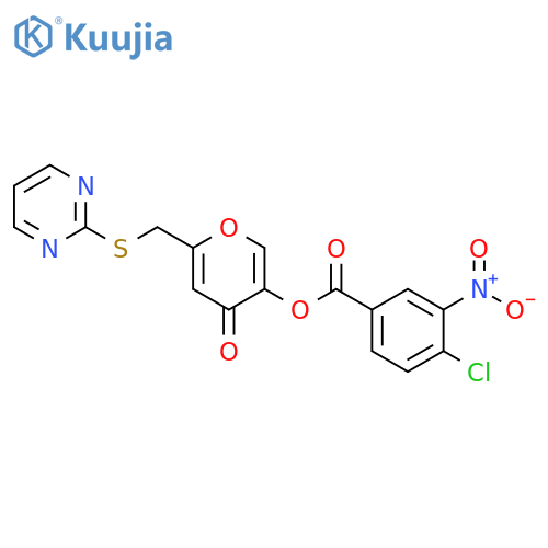 4-oxo-6-(pyrimidin-2-ylsulfanyl)methyl-4H-pyran-3-yl 4-chloro-3-nitrobenzoate structure