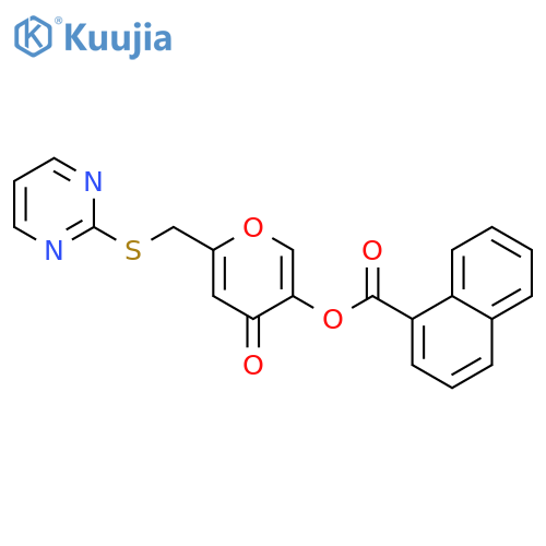 4-oxo-6-(pyrimidin-2-ylsulfanyl)methyl-4H-pyran-3-yl naphthalene-1-carboxylate structure