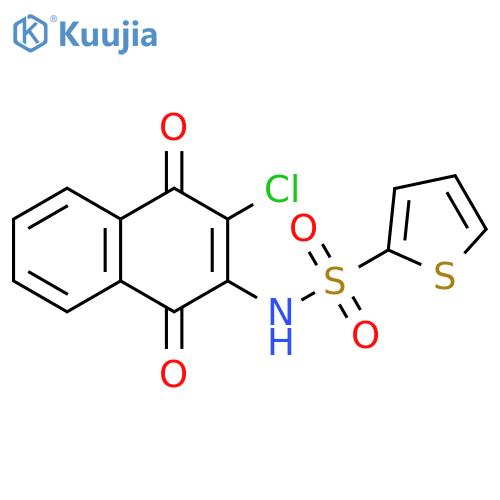 N-(3-chloro-1,4-dioxo-1,4-dihydronaphthalen-2-yl)thiophene-2-sulfonamide structure