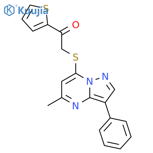 2-({5-methyl-3-phenylpyrazolo1,5-apyrimidin-7-yl}sulfanyl)-1-(thiophen-2-yl)ethan-1-one structure