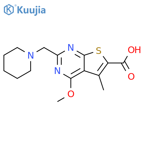 4-methoxy-5-methyl-2-(piperidin-1-yl)methylthieno2,3-dpyrimidine-6-carboxylic acid structure