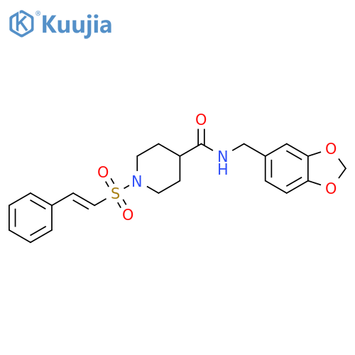 N-(1,3-benzodioxol-5-ylmethyl)-1-[(E)-2-phenylethenyl]sulfonylpiperidine-4-carboxamide structure