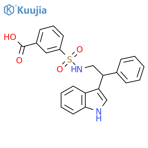 3-{2-(1H-indol-3-yl)-2-phenylethylsulfamoyl}benzoic acid structure