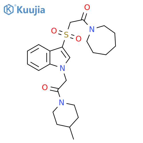 1-(azepan-1-yl)-2-({1-2-(4-methylpiperidin-1-yl)-2-oxoethyl-1H-indol-3-yl}sulfonyl)ethan-1-one structure