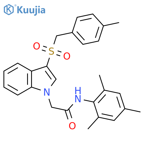 2-{3-(4-methylphenyl)methanesulfonyl-1H-indol-1-yl}-N-(2,4,6-trimethylphenyl)acetamide structure