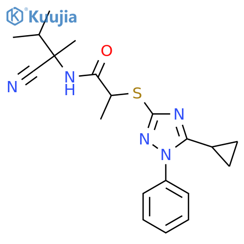 N-(1-cyano-1,2-dimethylpropyl)-2-[(5-cyclopropyl-1-phenyl-1H-1,2,4-triazol-3-yl)sulfanyl]propanamide structure
