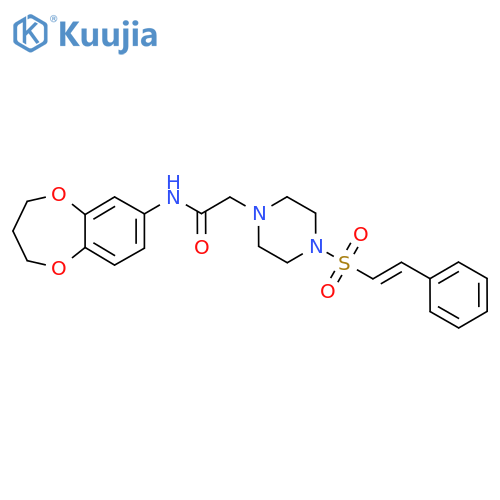 N-(3,4-dihydro-2H-1,5-benzodioxepin-7-yl)-2-[4-(2-phenylethenesulfonyl)piperazin-1-yl]acetamide structure