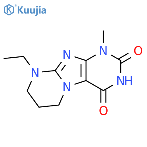 9-ethyl-1-methyl-1H,2H,3H,4H,6H,7H,8H,9H-pyrimido1,2-gpurine-2,4-dione structure