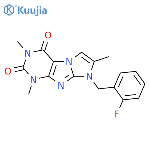 8-(2-fluorophenyl)methyl-1,3,7-trimethyl-1H,2H,3H,4H,8H-imidazo1,2-gpurine-2,4-dione structure