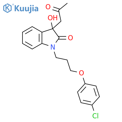 1-3-(4-chlorophenoxy)propyl-3-hydroxy-3-(2-oxopropyl)-2,3-dihydro-1H-indol-2-one structure
