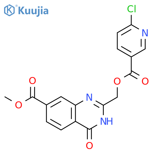 Methyl 2-[(6-chloropyridine-3-carbonyloxy)methyl]-4-oxo-3,4-dihydroquinazoline-7-carboxylate structure