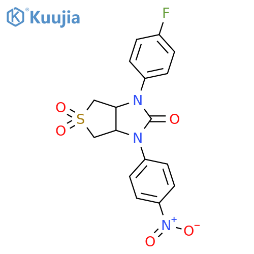 1-(4-fluorophenyl)-3-(4-nitrophenyl)-hexahydro-1H-5lambda6-thieno3,4-dimidazole-2,5,5-trione structure