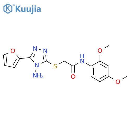 2-{4-amino-5-(furan-2-yl)-4H-1,2,4-triazol-3-ylsulfanyl}-N-(2,4-dimethoxyphenyl)acetamide structure