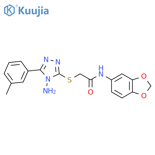 2-{4-amino-5-(3-methylphenyl)-4H-1,2,4-triazol-3-ylsulfanyl}-N-(2H-1,3-benzodioxol-5-yl)acetamide structure