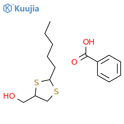 1,3-Dithiolane-4-methanol, 2-pentyl-, benzoate, cis- structure