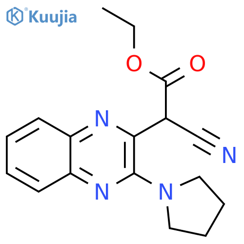 ethyl 2-cyano-2-3-(pyrrolidin-1-yl)quinoxalin-2-ylacetate structure