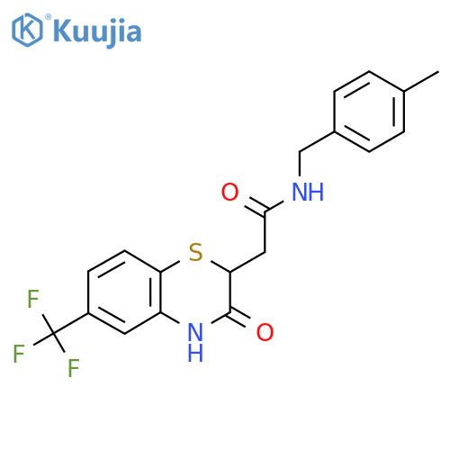 N-(4-methylphenyl)methyl-2-3-oxo-6-(trifluoromethyl)-3,4-dihydro-2H-1,4-benzothiazin-2-ylacetamide structure