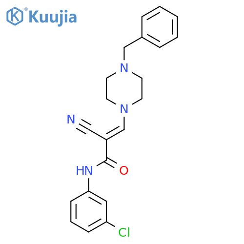 (2E)-3-(4-benzylpiperazin-1-yl)-N-(3-chlorophenyl)-2-cyanoprop-2-enamide structure
