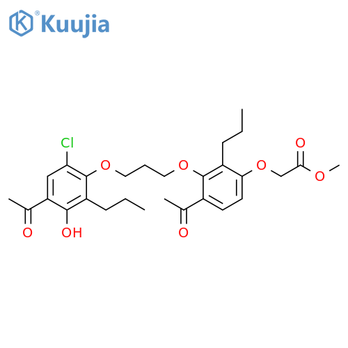 Acetic acid, 2-[4-acetyl-3-[3-(4-acetyl-6-chloro-3-hydroxy-2-propylphenoxy)propoxy]-2-propylphenoxy]-, methyl ester structure