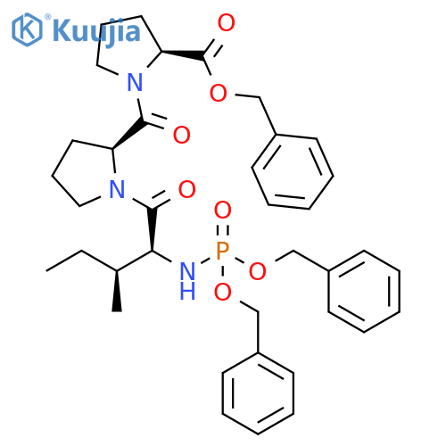 L-Proline, 1-[1-[N-[bis(phenylmethoxy)phosphinyl]-L-isoleucyl]-L-prolyl]-, phenylmethyl ester (9CI) structure