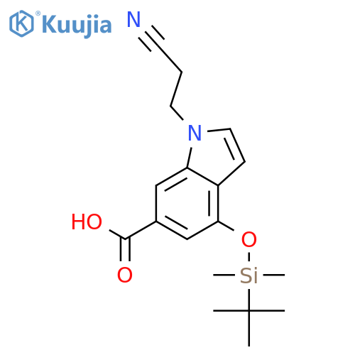 4-(tert-Butyldimethylsilanyloxy)-1-(2-cyanoethyl)-1H-indole-6-carboxylic acid structure