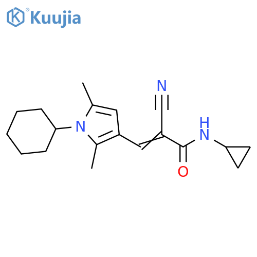 2-Cyano-3-(1-cyclohexyl-2,5-dimethyl-1H-pyrrol-3-yl)-N-cyclopropyl-2-propenamide structure