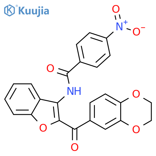 N-2-(2,3-dihydro-1,4-benzodioxine-6-carbonyl)-1-benzofuran-3-yl-4-nitrobenzamide structure