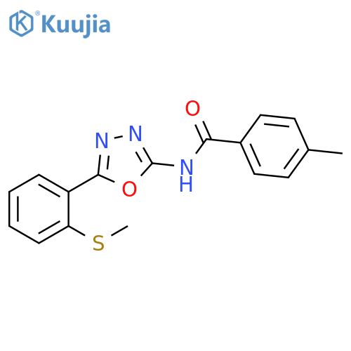 4-methyl-N-{5-2-(methylsulfanyl)phenyl-1,3,4-oxadiazol-2-yl}benzamide structure
