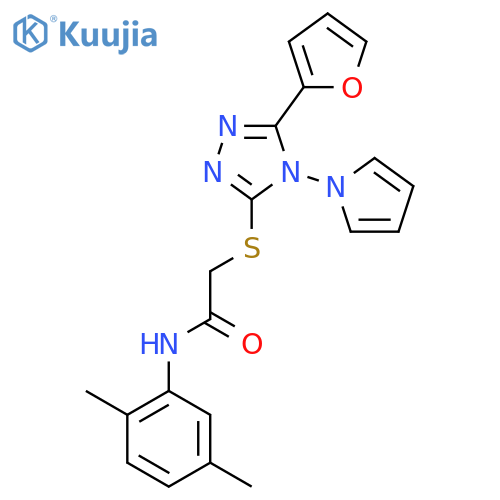 N-(2,5-dimethylphenyl)-2-{5-(furan-2-yl)-4-(1H-pyrrol-1-yl)-4H-1,2,4-triazol-3-ylsulfanyl}acetamide structure