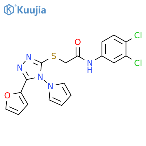 N-(3,4-dichlorophenyl)-2-{5-(furan-2-yl)-4-(1H-pyrrol-1-yl)-4H-1,2,4-triazol-3-ylsulfanyl}acetamide structure