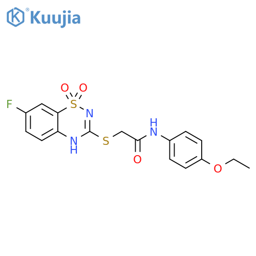 N-(4-ethoxyphenyl)-2-(7-fluoro-1,1-dioxo-4H-1lambda6,2,4-benzothiadiazin-3-yl)sulfanylacetamide structure