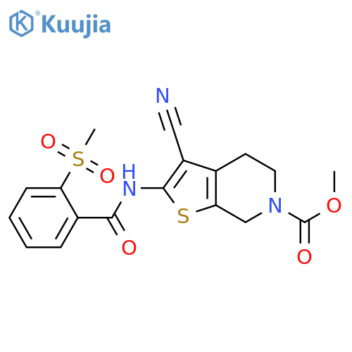 methyl 3-cyano-2-(2-methanesulfonylbenzamido)-4H,5H,6H,7H-thieno2,3-cpyridine-6-carboxylate structure