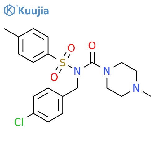 N-(4-chlorophenyl)methyl-4-methyl-N-(4-methylbenzenesulfonyl)piperazine-1-carboxamide structure