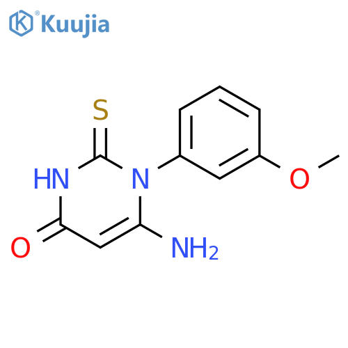 6-amino-1-(3-methoxyphenyl)-2-sulfanylidene-1,2,3,4-tetrahydropyrimidin-4-one structure