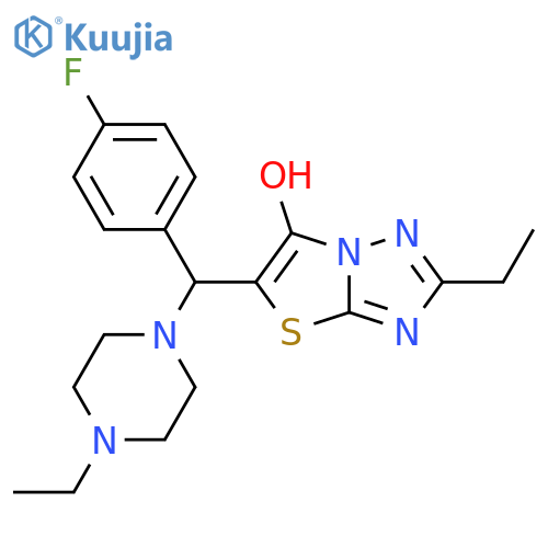 2-ethyl-5-(4-ethylpiperazin-1-yl)(4-fluorophenyl)methyl-1,2,4triazolo3,2-b1,3thiazol-6-ol structure